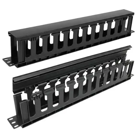 Powermaster TD-L801-12 19" 1U Rack Kabin Yatay Kablo Düzenleyici Kapaklı Kanal Yandan Geçişli resmi