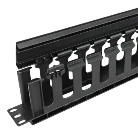 Powermaster TD-L801-12 19" 1U Rack Kabin Yatay Kablo Düzenleyici Kapaklı Kanal Yandan Geçişli resmi