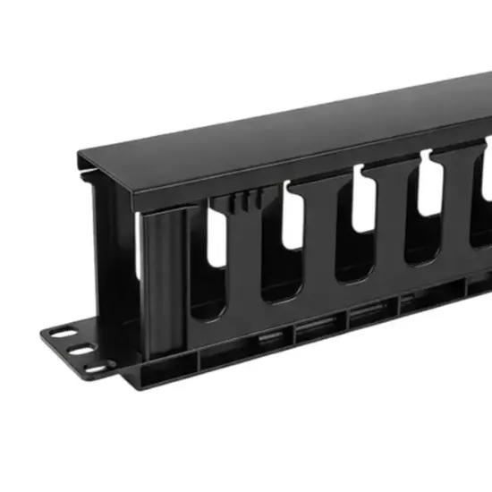 Powermaster TD-L801-12 19" 1U Rack Kabin Yatay Kablo Düzenleyici Kapaklı Kanal Yandan Geçişli resmi