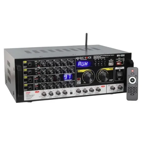 MagicVoice MV-550 2x100W USB/SD/Bluetooth 4 Mikrofon Girişli Stereo Mixer Amfi resmi
