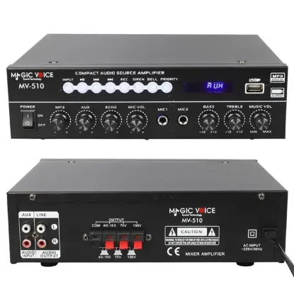 Magicvoice MV-510 50 Watt Usb-Sd-Bluetooth Girişli Hat Trafolu Ses Mixer resmi