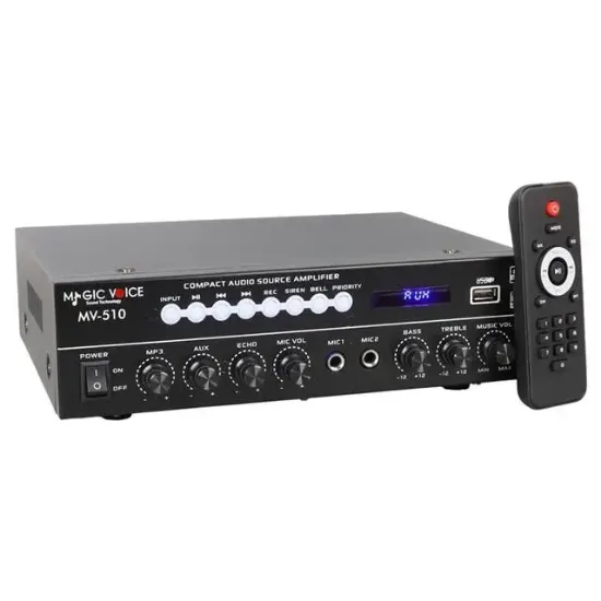 Magicvoice MV-510 50 Watt Usb-Sd-Bluetooth Girişli Hat Trafolu Ses Mixer resmi