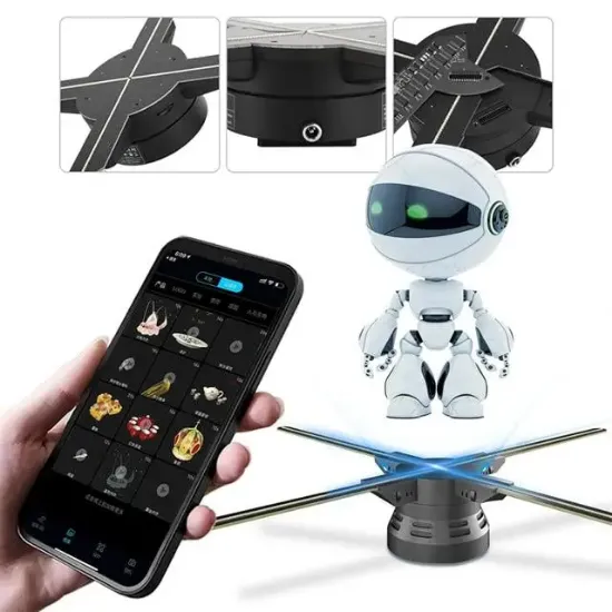 Hello Z7H 3D Hologram Fan - Holografik Video Görüntü Projektörü 52 Cm (Uzaktan Kumanda - Wifi - Telefon APP) resmi