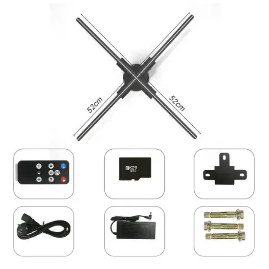 Hello Z7H 3D Hologram Fan - Holografik Video Görüntü Projektörü 52 Cm (Uzaktan Kumanda - Wifi - Telefon APP) resmi