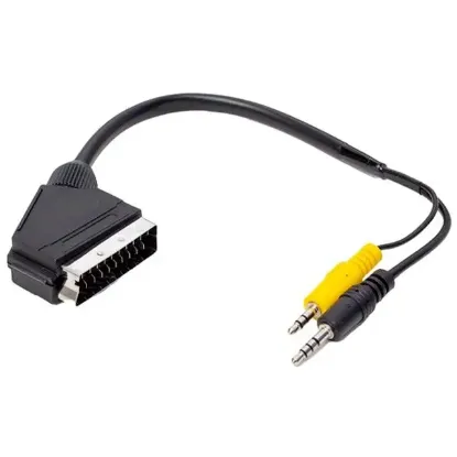 Uydu Alıcısı AV Kablo 3.5 Mm Stereo Erkek-Scart Kablo 35 Cm Uzun-Kısa Jack Bir Arada resmi