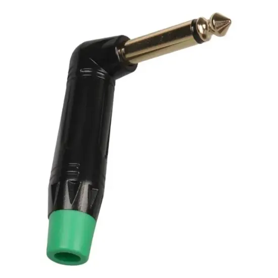 PowerMaster LTP2RC 6.3mm Mono L-Tipi Metal Gövde Gitar Altın Kaplama Jack resmi