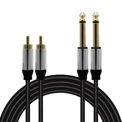 MagicVoice LD398 5 Metre Çift RCA - Çift 6.35mm Mono Jak Stereo Mixer Ses Kablosu resmi
