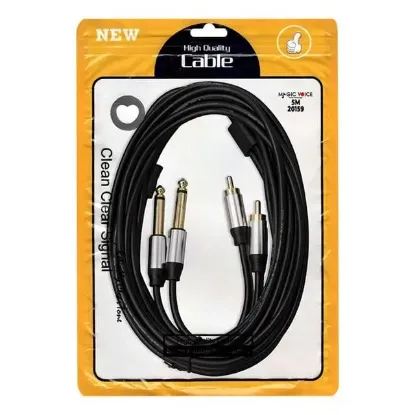 MagicVoice LD398 5 Metre Çift RCA - Çift 6.35mm Mono Jak Stereo Mixer Ses Kablosu resmi