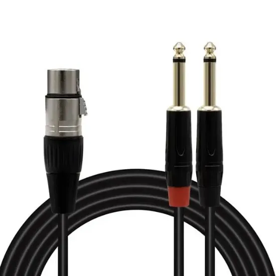 MagicVoice LD369A 10 Metre Canon XLR Dişi - 2x6.35mm Mono Erkek Jak Ses Sinyali Splitter Kablosu resmi