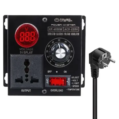 PowerMaster PM-21013 10-100V AC 4000 Watt 15A Hız Işık Kontrolü Motor Sürücü Voltaj Regülatör resmi