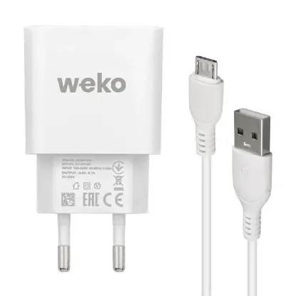 Weko WK-21436 2.1 Amper Telefon Şarj Adaptörü + Micro USB Kablo resmi