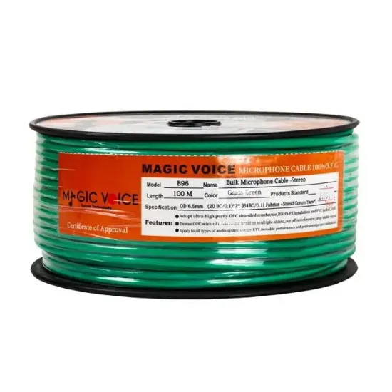 MagicVoice B96 Profesyonel 2 Damarlı Blendajlı Enstrüman Mikrofon Kablosu Stereo 100 Metre (Yeşil) resmi