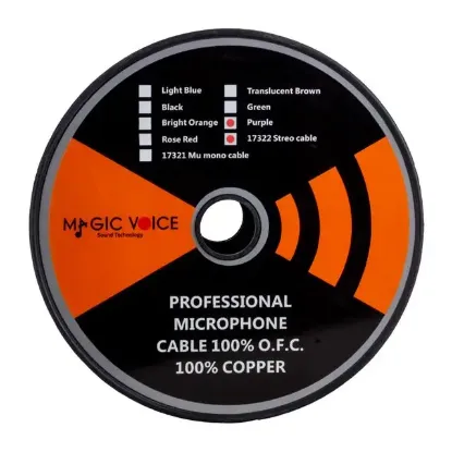 MagicVoice B96 Profesyonel 2 Damarlı Blendajlı Enstrüman Mikrofon Kablosu Stereo 100 Metre (Mor) resmi