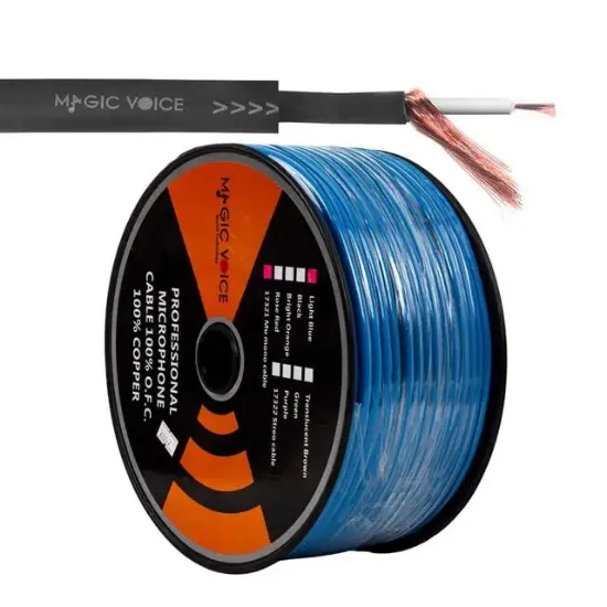 MagicVoice B96 Profesyonel Tek Damarlı Blendajlı Enstrüman Mikrofon Kablosu Mono 100 Metre (Açık Mavi) resmi