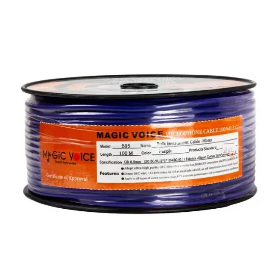 MagicVoice B96 Profesyonel Tek Damarlı Blendajlı Enstrüman Mikrofon Kablosu Mono 100 Metre (Mor) resmi