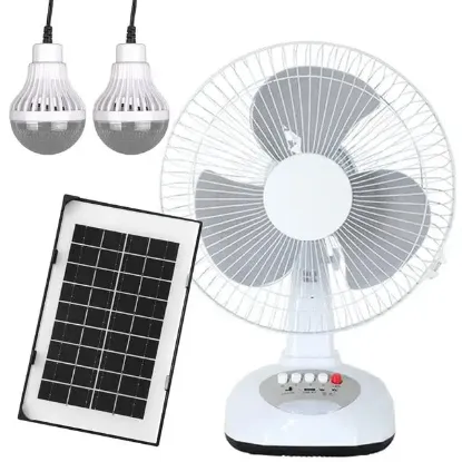 PowerMaster PM-22009 3 Kademeli Şarjlı - Solarlı Fan Vantilatör Ampul - Ledli - Powerbank resmi