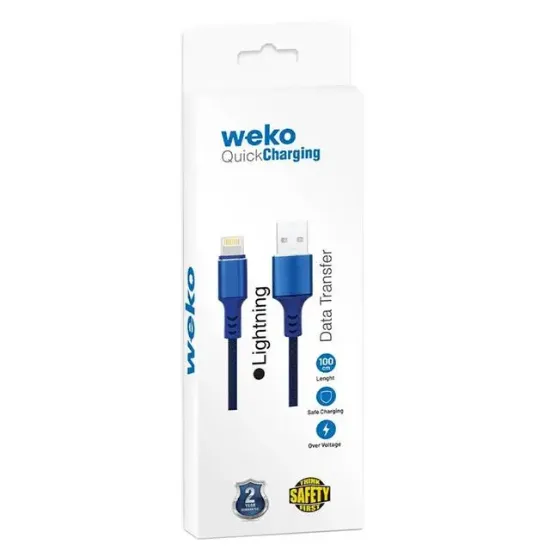 Weko WK-22025 USB To Lightning Örgülü Siyah Telefon Şarj Kablosu resmi