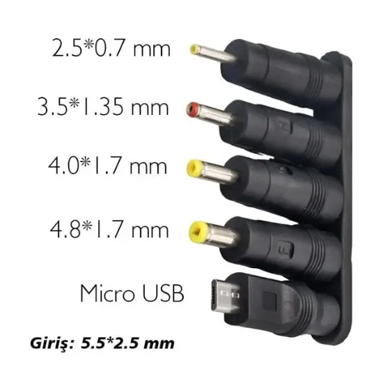 Weko Çoklu Yedek Adaptör Uç Çevirici (2.5*0.7Mm - 4.8*1.7Mm - 3.0*1.1Mm - 4.0*1.7Mm - Micro Usb) resmi