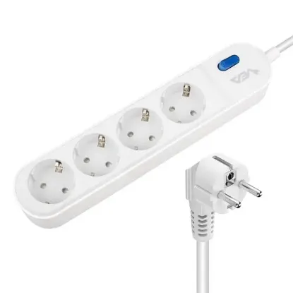 Vea VE-VEGA104 A Class 4'lü Anahtarlı 1.5 Metre Akım Korumalı Priz resmi