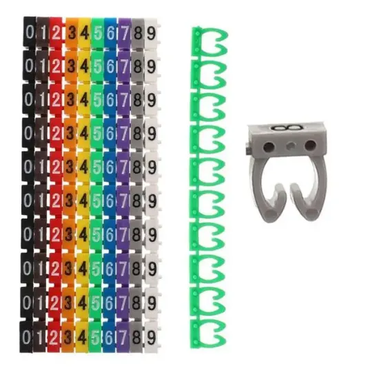 PowerMaster 0-9 Dijital Kodlu Renkli Kablo İşaretleyici 2,5mm (100lü Paket) resmi