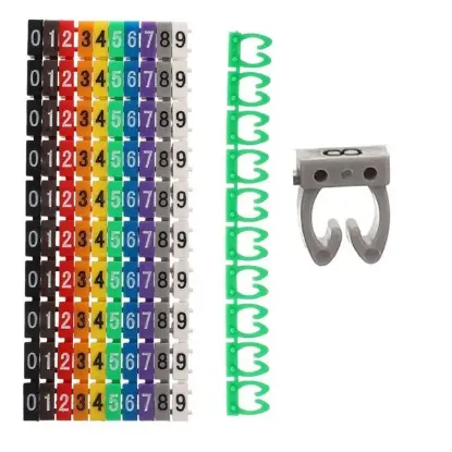 PowerMaster 0-9 Dijital Kodlu Renkli Kablo İşaretleyici 6mm resmi