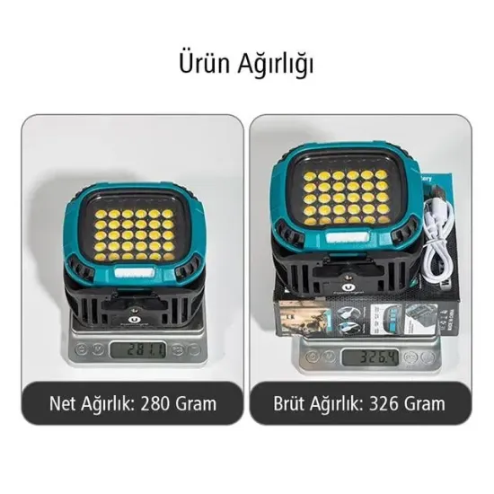 PowerMaster MX-W893 4000K - 7000K - Kırmızı 30 COB Ledli 30 Watt Çok Fonksiyonlu Çalışma Lambası (PowerBank) resmi