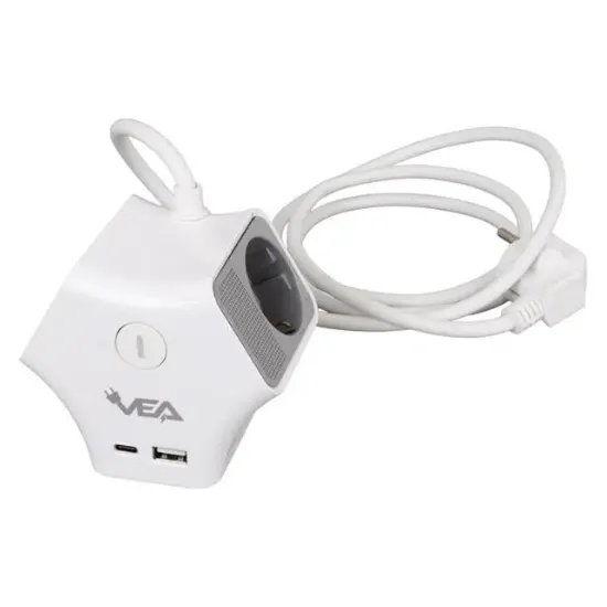Vea VE-G903YC 3'lü USB+ Type-C Girişli Anahtarlı 1.5 Metre Grup Priz resmi