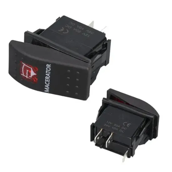 PowerMaster Macaratör Sembollü Işıklı 3 Pinli On-Off 12-24V Marin Switch resmi