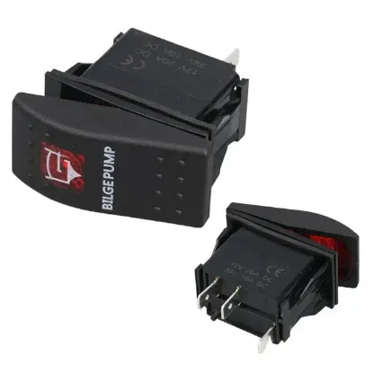 PowerMaster ﻿Sintine Pompa Sembollü Işıklı 3 Pinli On-Off 12-24V Marin Switch resmi