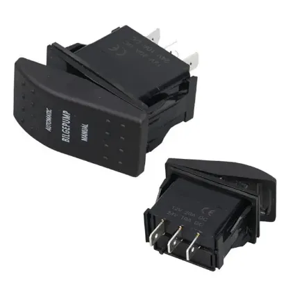 PowerMaster ﻿Sintine Pompa Sembollü Işıksız Yaylı 3 Pinli On-Off 12-24V Marin Switch resmi