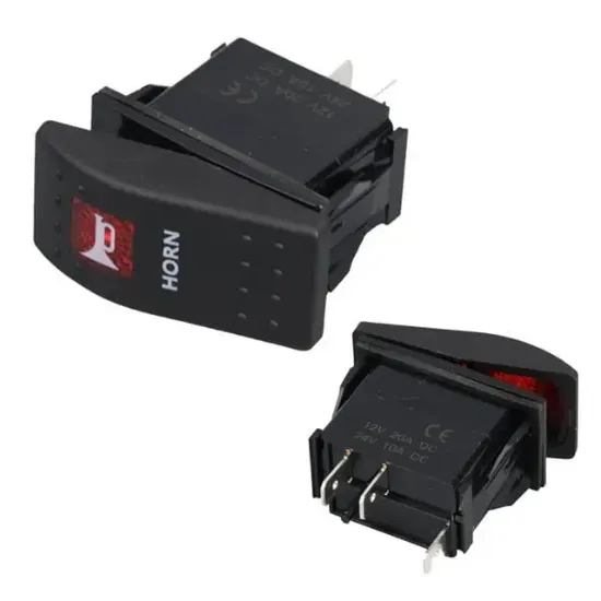PowerMaster ﻿Korna Sembollü Işıksız Yaylı 2 Pinli On-Off 12-24V Marin Switch resmi
