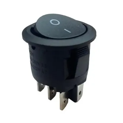 IC-133-6 Yuvarlak Siyah 6P On/Off Anahtar resmi
