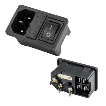 PowerMaster IC-214A C14 Power Soket Erkek Anahtarlı+Fuseli Kulaksız UL Sertifikalı resmi