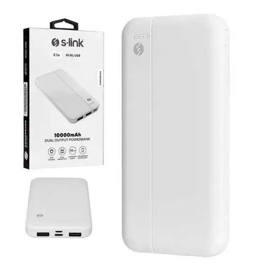 S-Link LP-G10N Beyaz Micro + Type C Girişli 10000 Mah Taşınabilir Şarj Cihazı Powerbank resmi