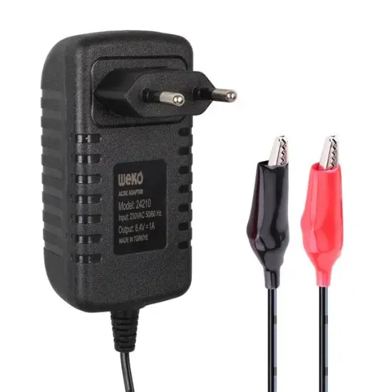 Weko 7.2 Volt - 1 Amper Krokodil Uçlu Priz Tipi Yerli Üretim Akü Şarj Adaptörü resmi