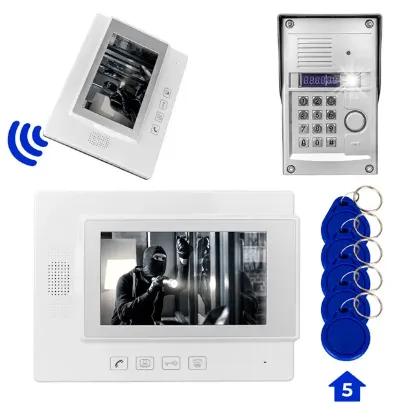 PowerMaster 773TP 1 Daire 7'' NFC Şifre Girişli Görüntülü Diafon Kapı Zili Interkom Akıllı Ev Güvenliği Sistemi resmi