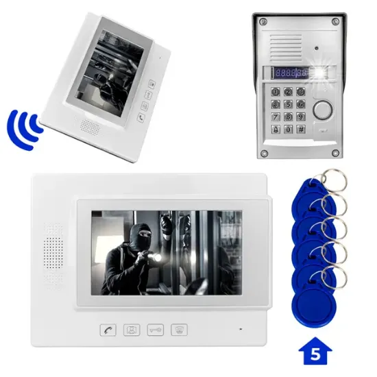 PowerMaster 773TP 1 Daire 7'' NFC Şifre Girişli Görüntülü Diafon Kapı Zili Interkom Akıllı Ev Güvenliği Sistemi resmi