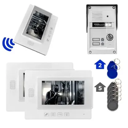 PowerMaster 37T2 2 Daire 7'' NFC Destekli Görüntülü Kapı Zili Interkom Akıllı Ev Güvenliği Sistemi resmi