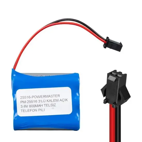 PowerMaster PM-25516 3'LÜ AA Kalem Açık 3.6 Volt 800mAh Telsiz Telefon Pili resmi