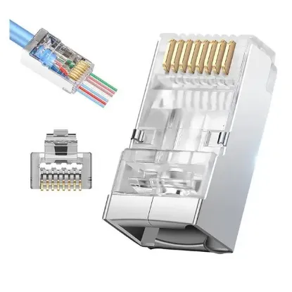 PowerMaster PM-25748 EZ Plug Yeni Nesil 8 Pin Açık Uçlu RJ45 Soket 8P/8C (100’lük Paket) resmi