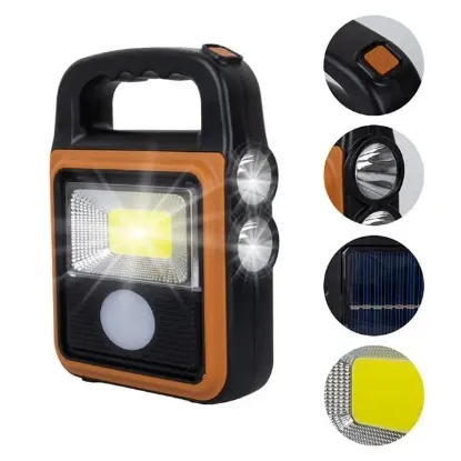 PowerMaster HS-8020C COB LED Solar 4 Kademeli Şarjlı El Işıldak Feneri - USB Çıkışlı Powerbank resmi