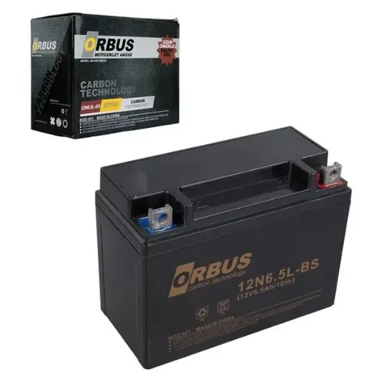 Orbus 12N6.5L-BS 12V 6.5A Motosiklet Aküsü (139 X 66 X 100 MM) (2.05Kg) resmi