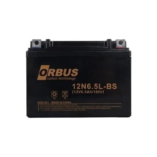 Orbus 12N6.5L-BS 12V 6.5A Motosiklet Aküsü (139 X 66 X 100 MM) (2.05Kg) resmi