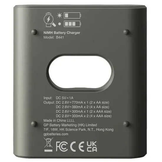 GP Recyko B441 Usb 4’lü AA - AAA Pil Şarj Cihazı (GPACSB44103 GPB441R21-2GTLB1) resmi