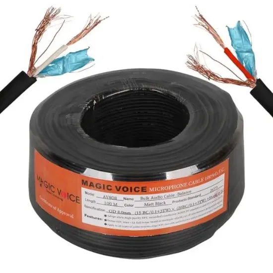 MagicVoice AV808 Profesyonel 2 Damarlı Blendajlı Enstrüman Mikrofon Ses Kablosu Stereo 100 Metre OD 8.0 (Folyo Zırhlı) resmi