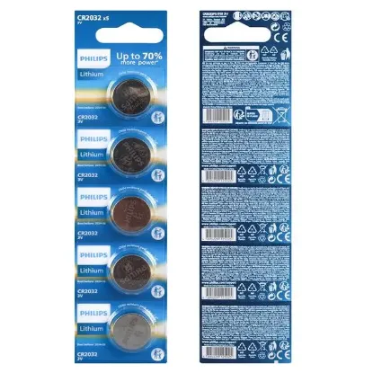Philips CR2032 3V Lityum Mini Düğme Para Pil (Blister 5'LI Paket) resmi