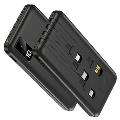 Powerway TX109 10.000mAh Kablolu Dijital Göstergeli Fenerli Powerbank Dahili Telefon Stand (MİCRO - TYPE C - LİGHTNİNG) resmi