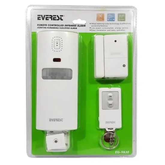 Everest EG-9830 PIR Kızılötesi Hareket Sensörlü Güvenlik Alarmı Uzaktan Kumandalı resmi
