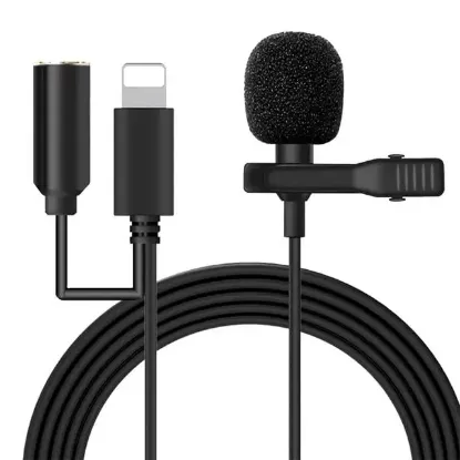 Powermaster JH-041-A Cep Telefonu için Ligthning Girişli Youtuber Yaka Mikrofonu resmi