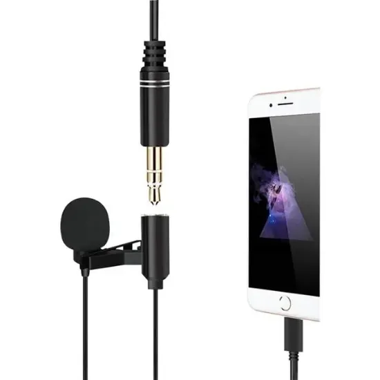 Powermaster JH-041-A Cep Telefonu için Ligthning Girişli Youtuber Yaka Mikrofonu resmi